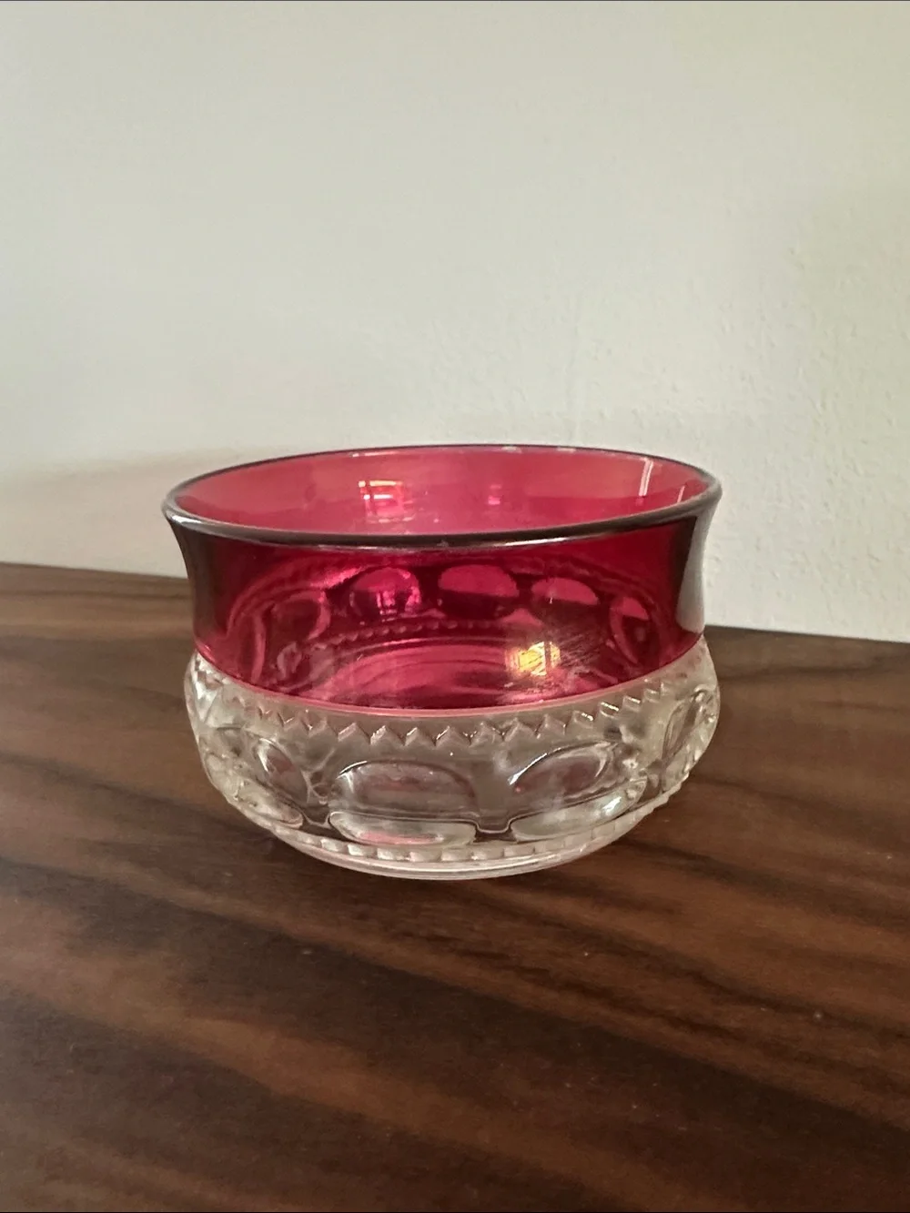 Vintage Set of 2 Tiffin Kings Crown Ruby Flash Thumbprint Dessert Bowls